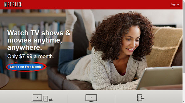 Netflix-Homepage mit Getflix verfügbar